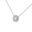 Collier Pendentif Rond en Diamant Halo en Argent Sterling .925