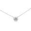 Collar de Pendiente Floral de Diamante en Oro Blanco de 10K 18"