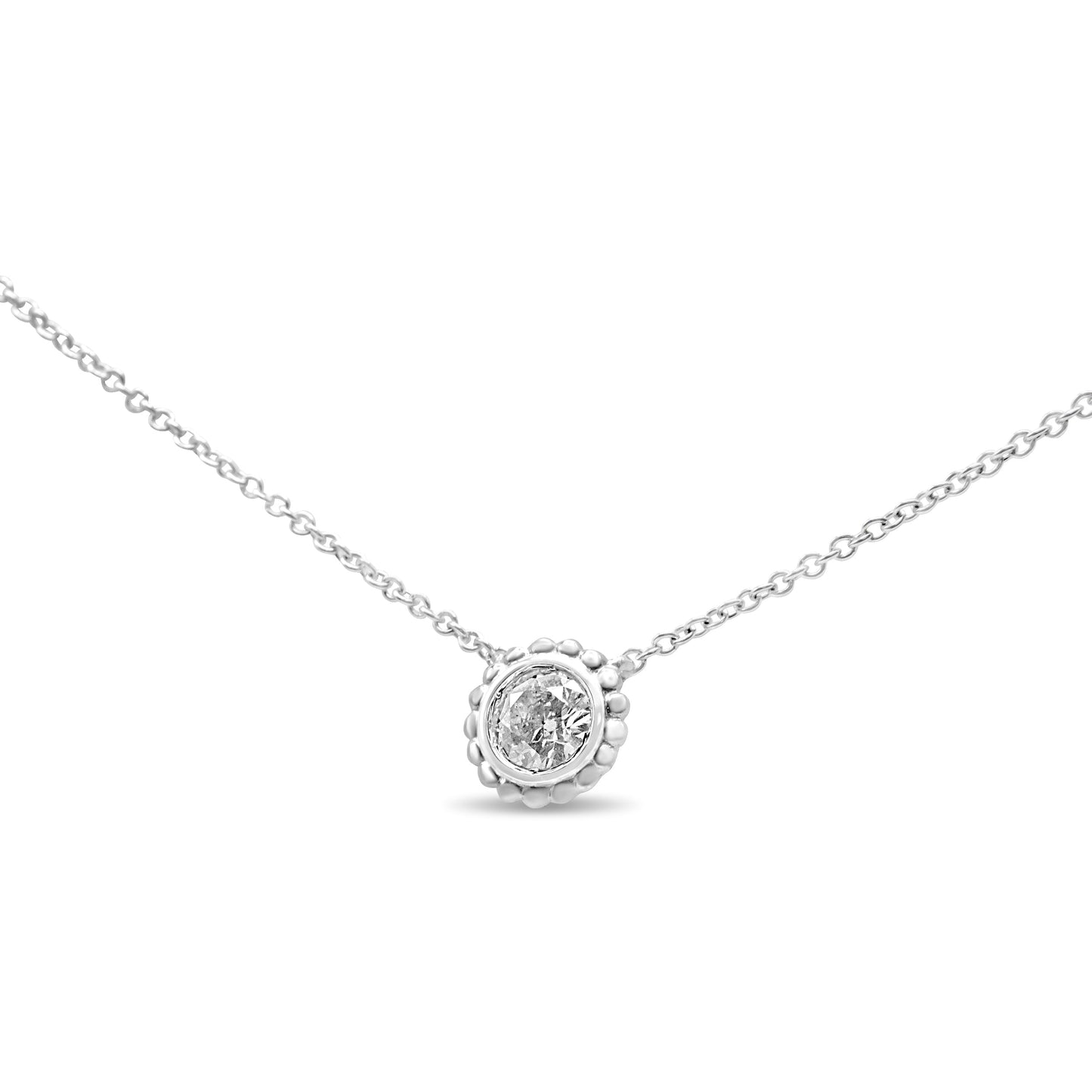 Collar de Pendiente Floral de Diamante en Oro Blanco de 10K 18"