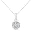 Collar de Pendiente Floral en Oro Blanco de 14KT con 1/2 cttw de Diamantes