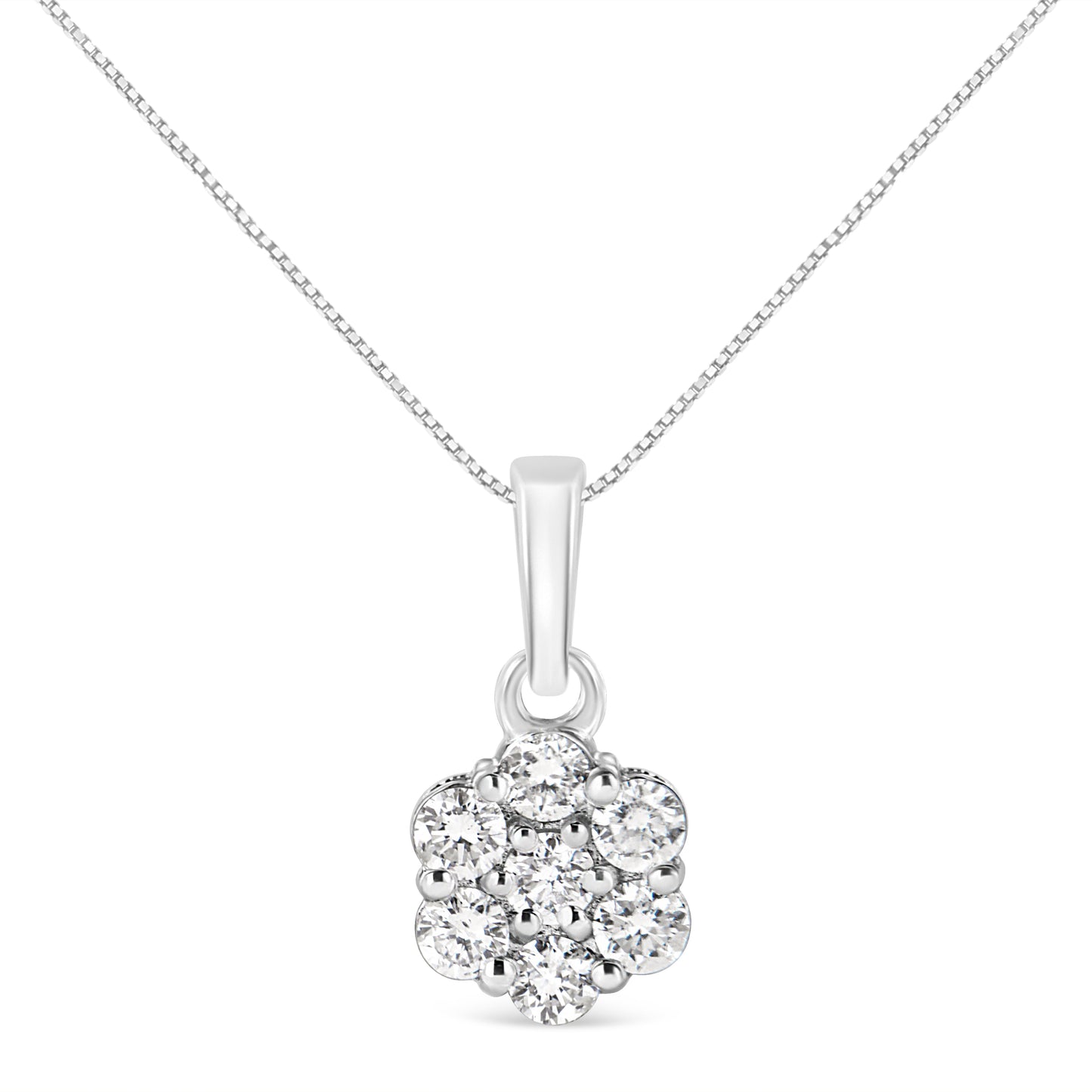 Collar de Pendiente Floral en Oro Blanco de 14KT con 1/2 cttw de Diamantes