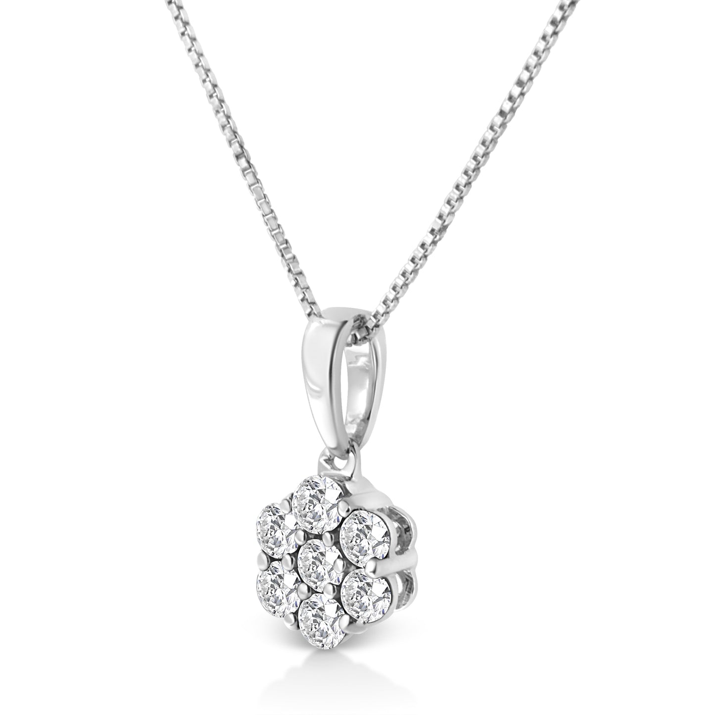 Collar de Pendiente Floral en Oro Blanco de 14KT con 1/2 cttw de Diamantes