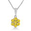 Collier Pendentif Floral Cluster en Argent Sterling .925 avec Diamants Verts
