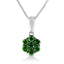 Collier Pendentif Floral Cluster en Argent Sterling .925 avec Diamants Verts