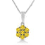 Collier Pendentif Floral Cluster en Argent Sterling .925 avec Diamants Verts