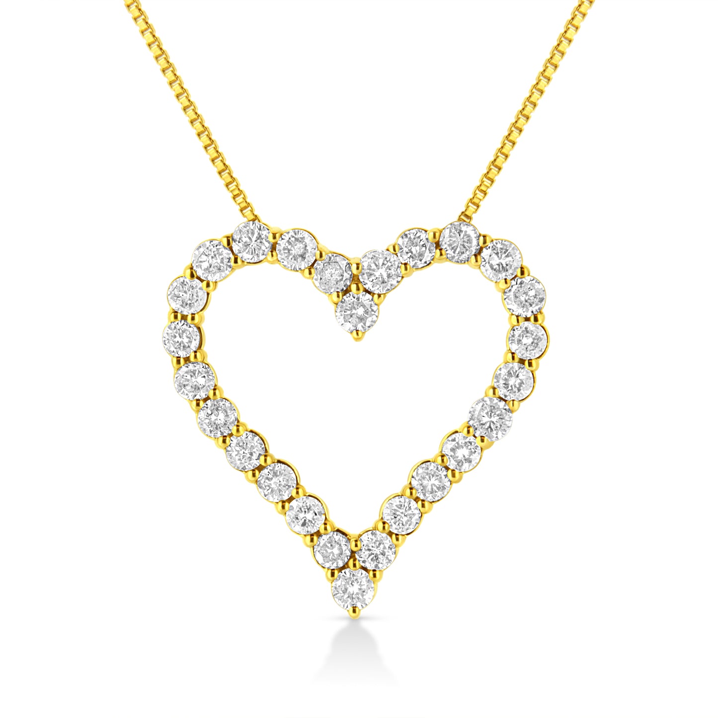 14K Yellow Gold Plated Sterling Silver Diamond Heart Pendant Necklace