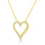 14K Yellow Gold Plated Sterling Silver Diamond Heart Pendant Necklace