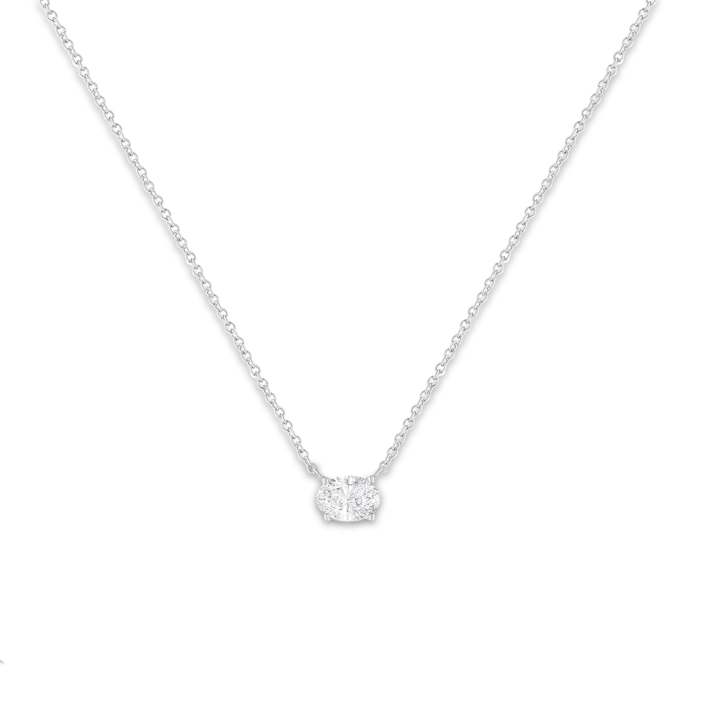 Pendentif en diamant ovale cultivé en laboratoire en or blanc 10K certifié IGI