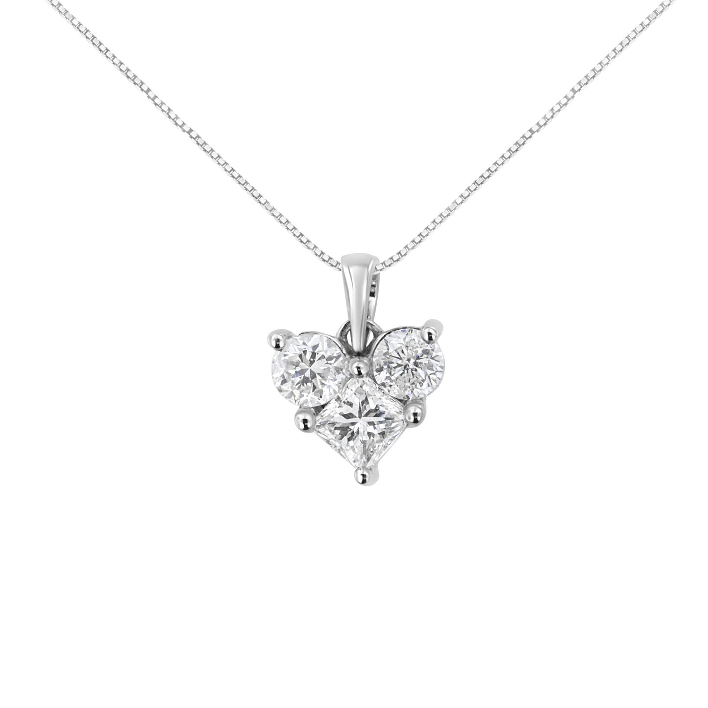 Collar de Colgante en Forma de Corazón de Diamante en Oro Blanco de 10K - 1.0 Cttw