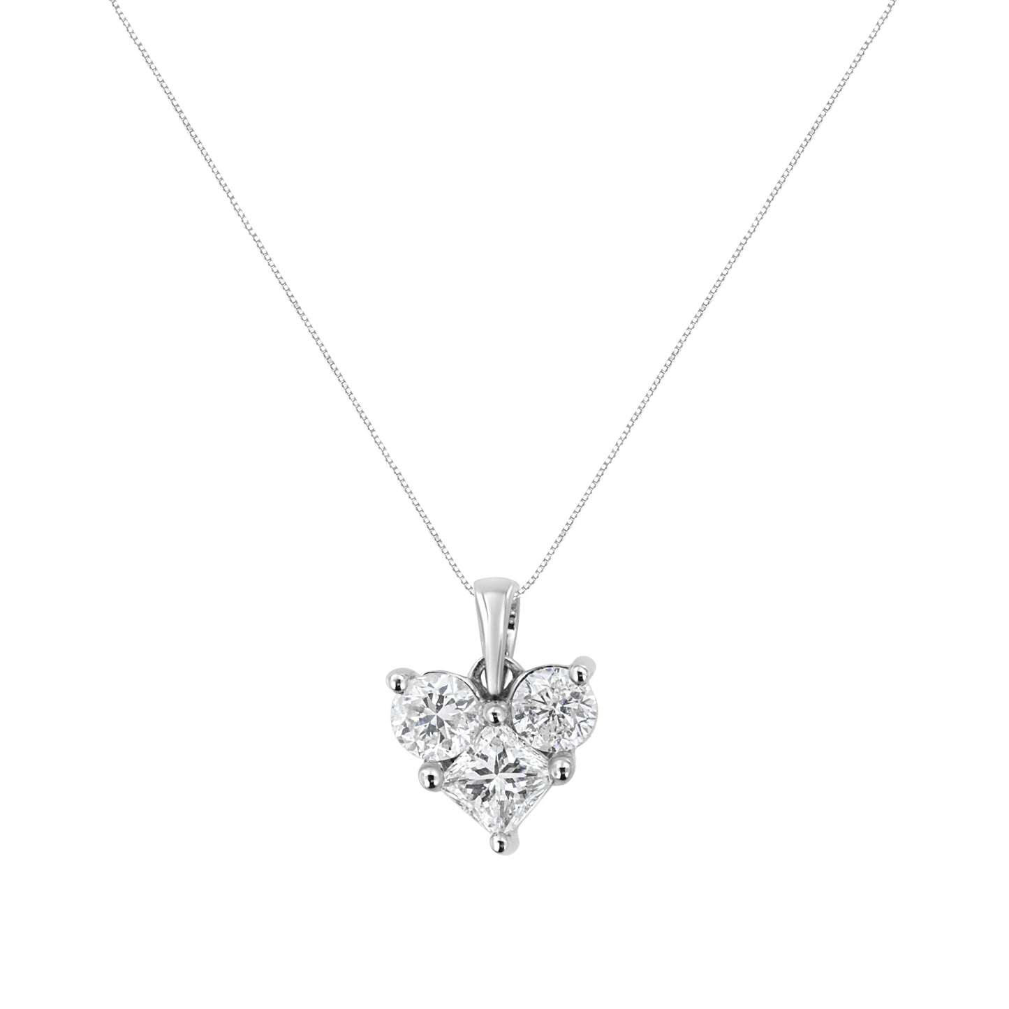 Collar de Colgante en Forma de Corazón de Diamante en Oro Blanco de 10K - 1.0 Cttw