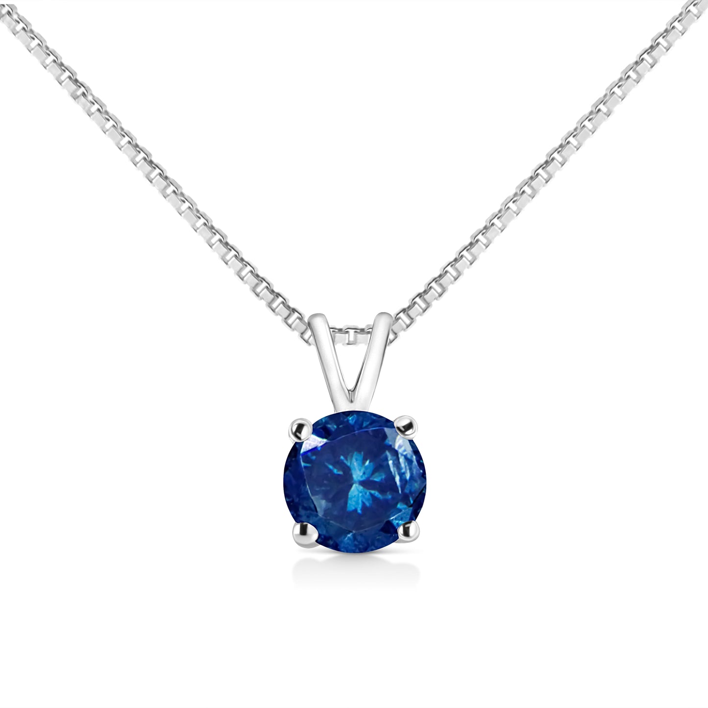 Pendentif en diamant bleu cultivé en laboratoire en or blanc 14K - 18"