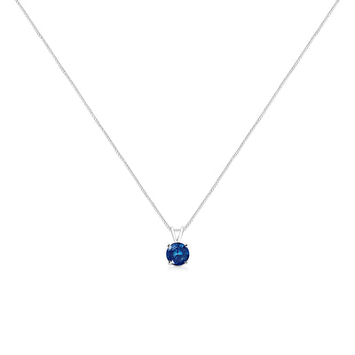 Pendentif collier solitaire en diamant bleu lab grown en or blanc 10K - 18"