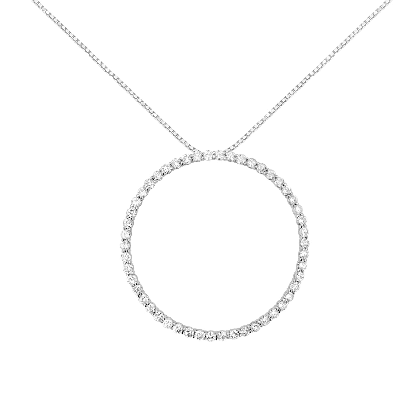 .925 Plata de Ley 4 cttw Collar con Colgante de Diamante en Forma de Círculo Abierto