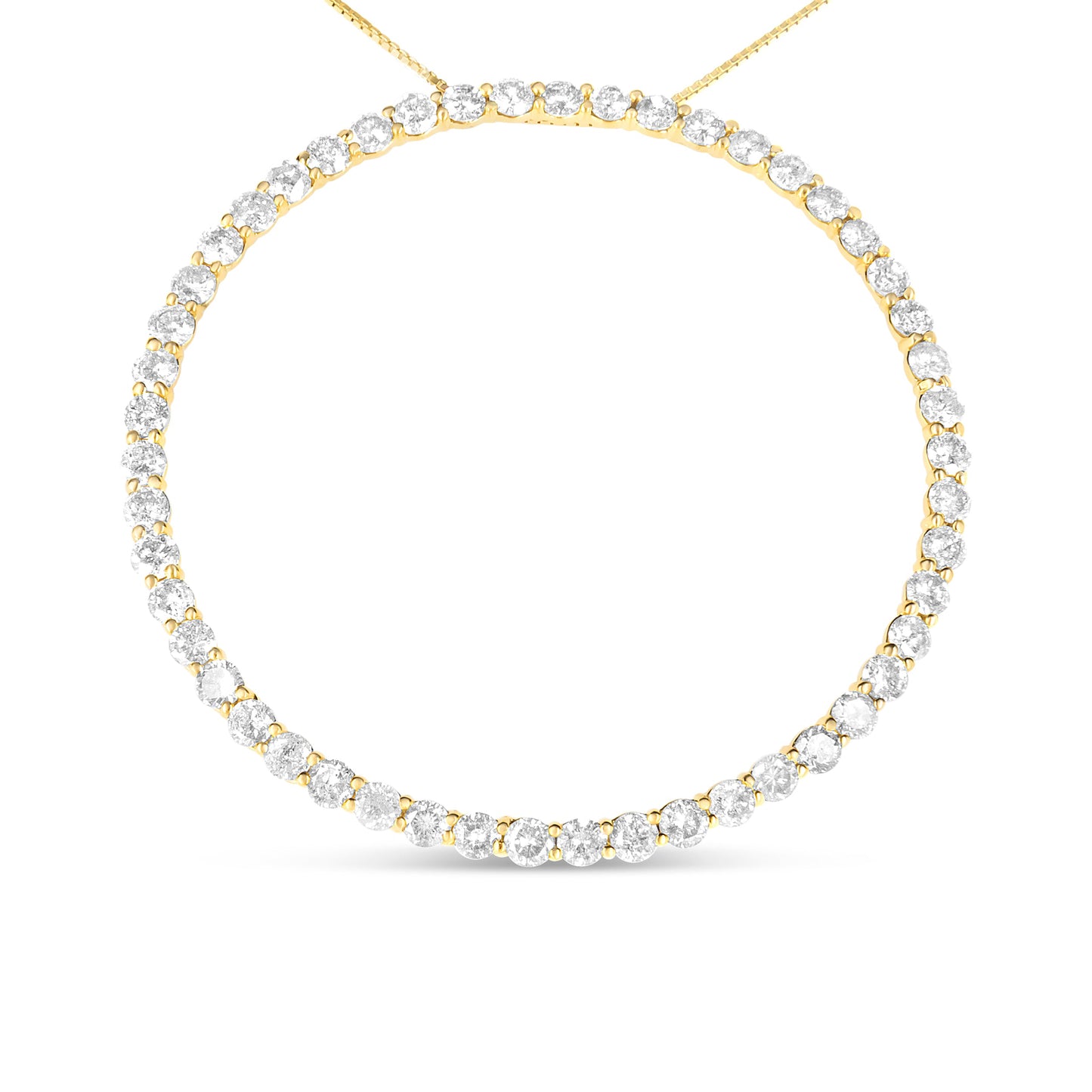 10K Yellow Gold Plated Diamond Circle Hoop Pendant Necklace