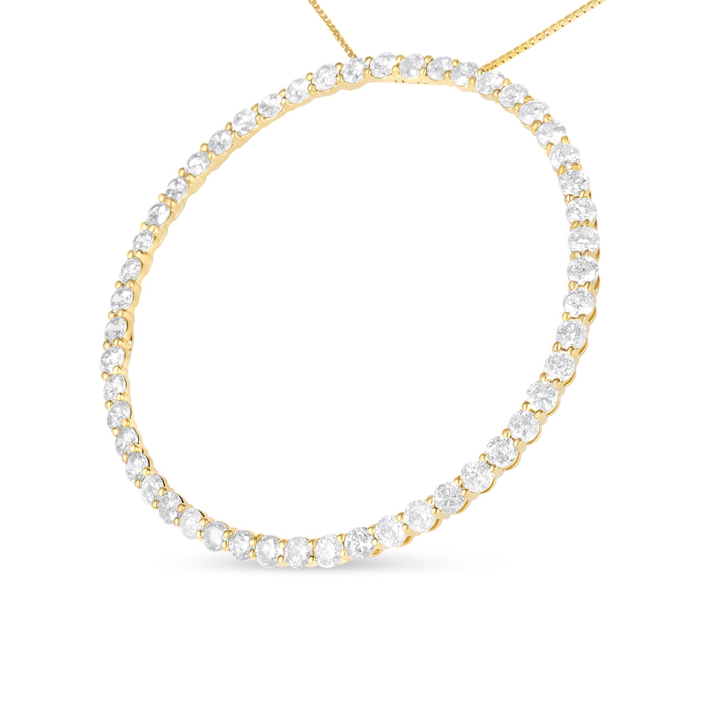 10K Yellow Gold Plated Diamond Circle Hoop Pendant Necklace