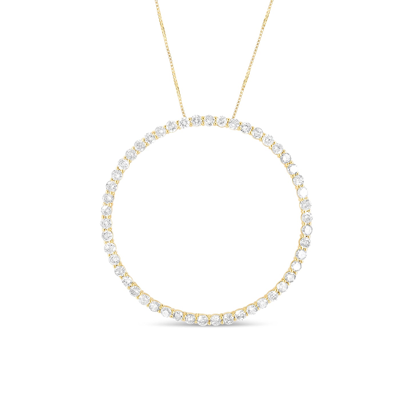 10K Yellow Gold Plated Diamond Circle Hoop Pendant Necklace