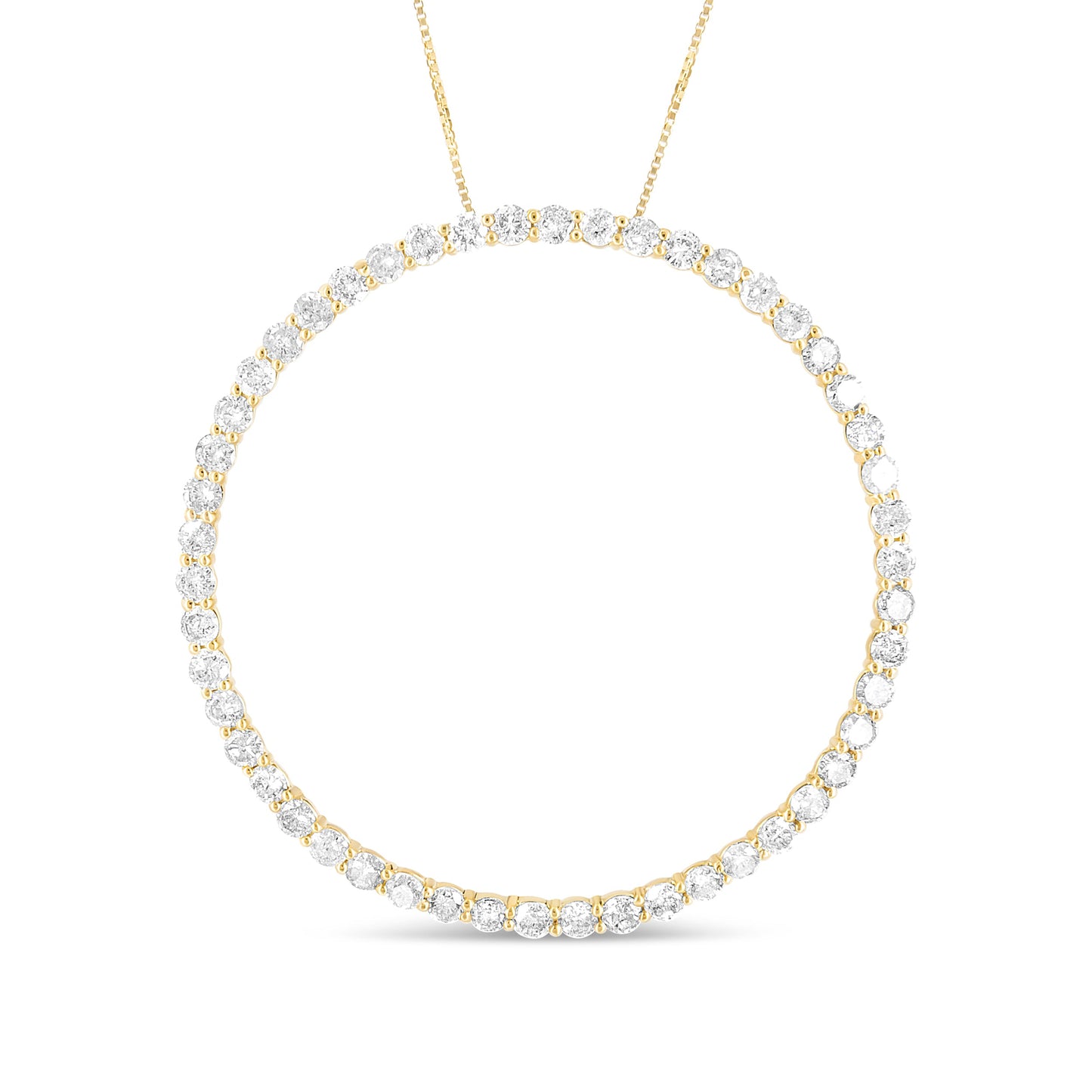 10K Yellow Gold Plated Diamond Circle Hoop Pendant Necklace