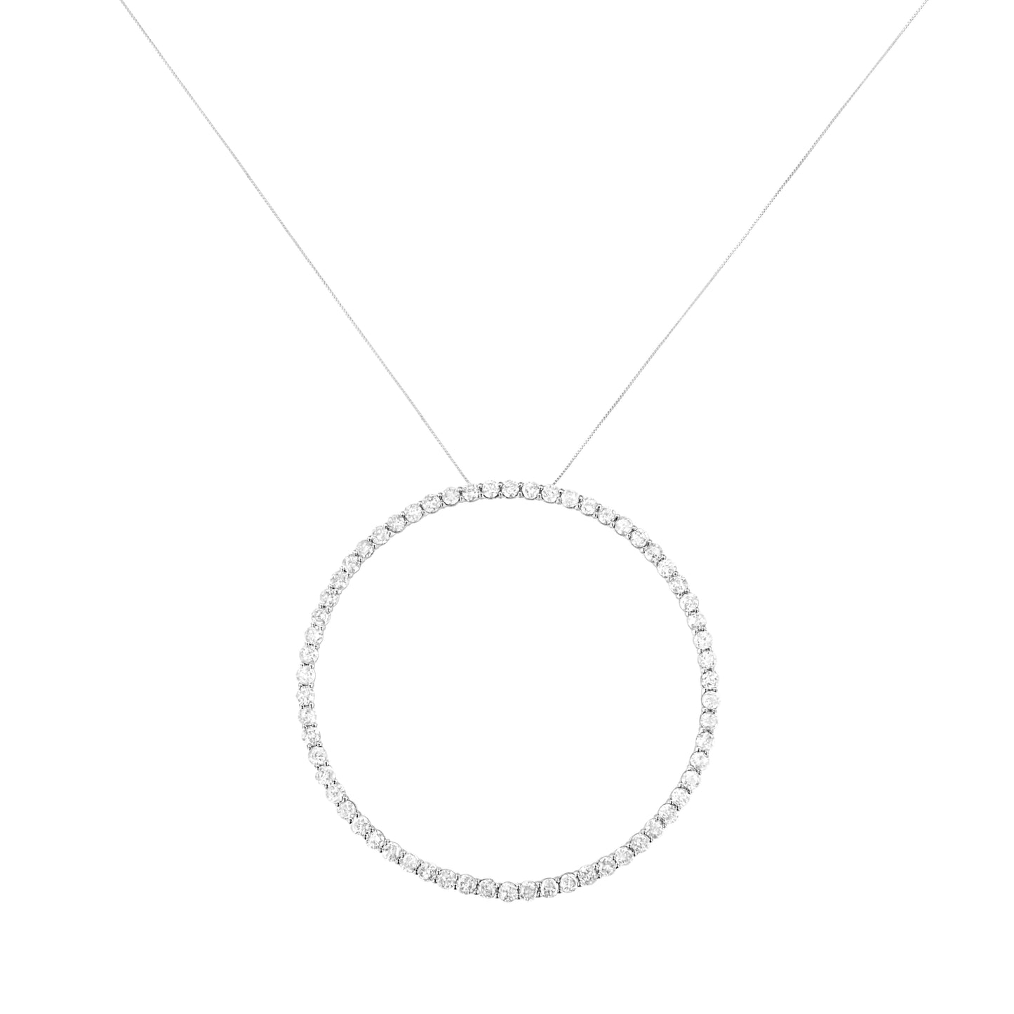 Collier Pendentif Ouvert en Cercle en Argent Sterling .925 avec Diamants de 5.0 Cttw