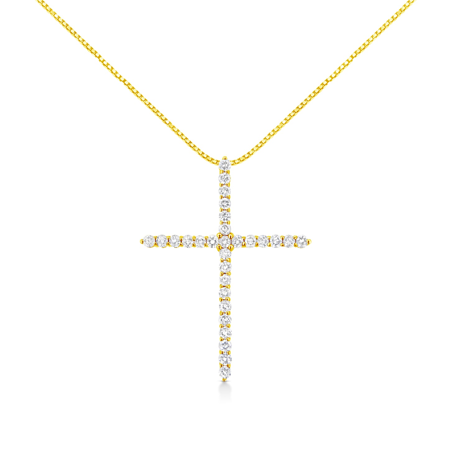 10K Yellow Gold Plated Sterling Silver Diamond Cross Pendant Necklace