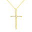 10K Yellow Gold Plated Sterling Silver Diamond Cross Pendant Necklace