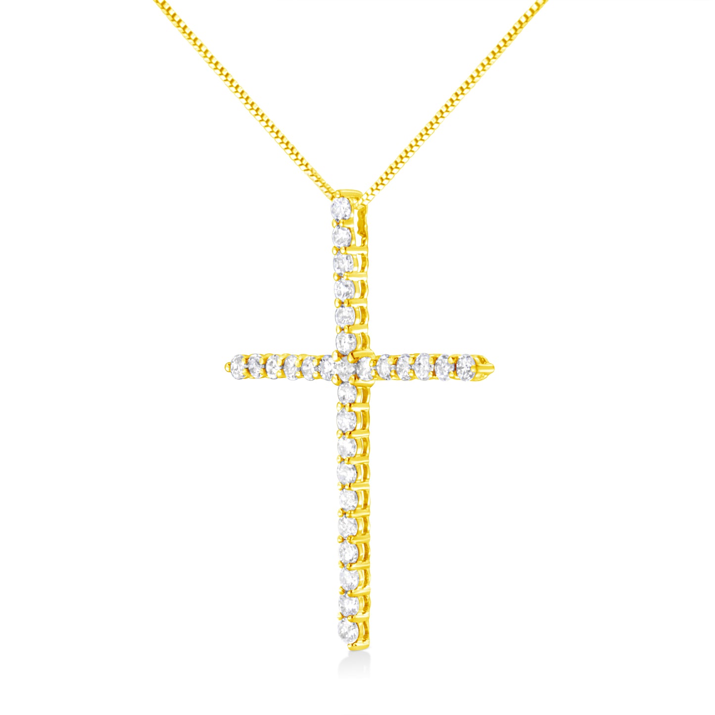 10K Yellow Gold Plated Sterling Silver Diamond Cross Pendant Necklace
