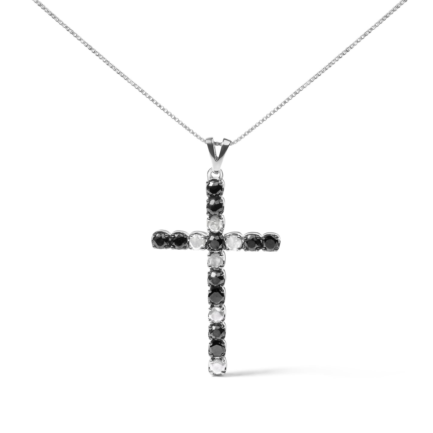 .925 Sterling Silver Diamond Cross Pendant Necklace - 18"