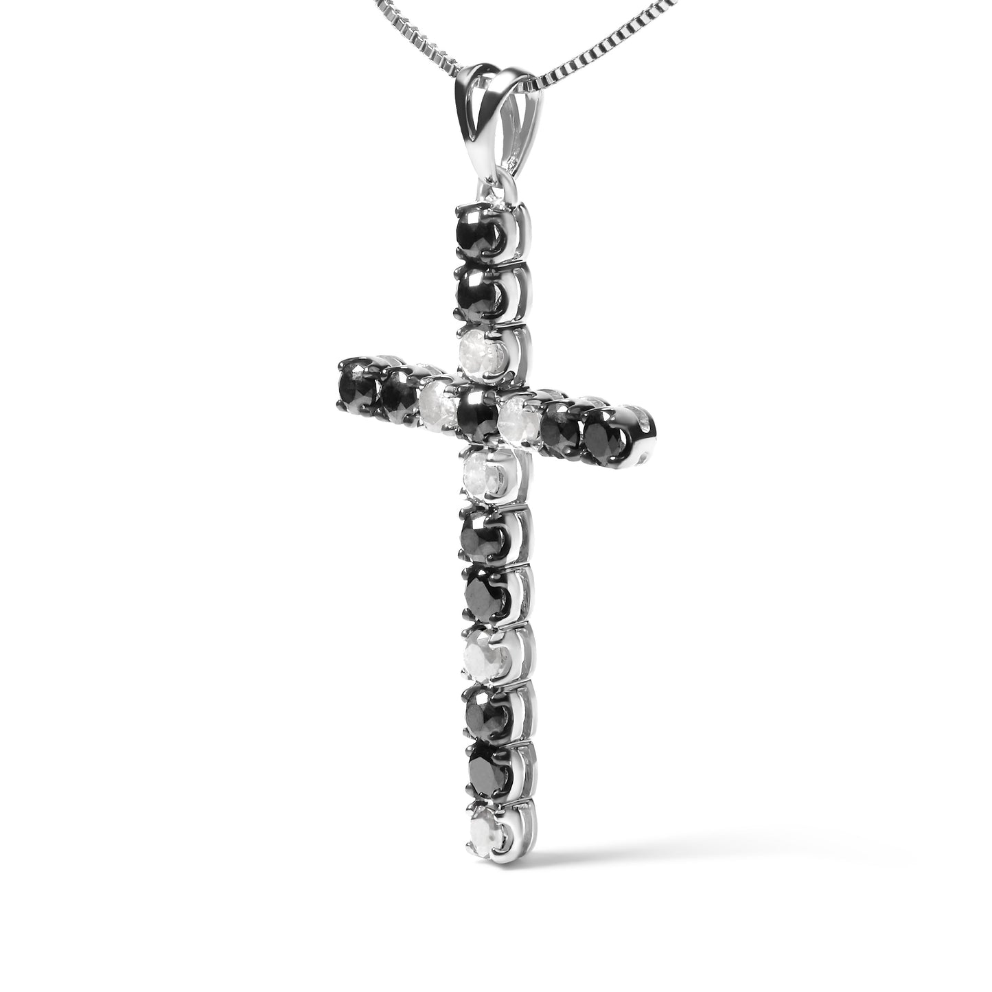 .925 Sterling Silver Diamond Cross Pendant Necklace - 18"