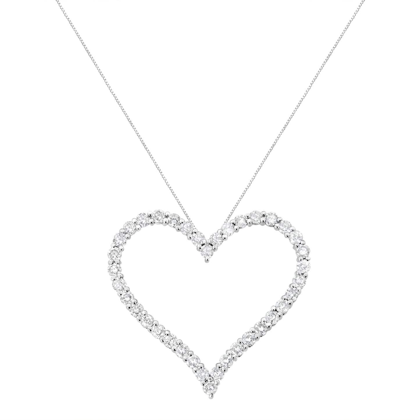 Collar con Colgante de Corazón de Diamante Cortado Redondo de Plata Esterlina .925 - 18"