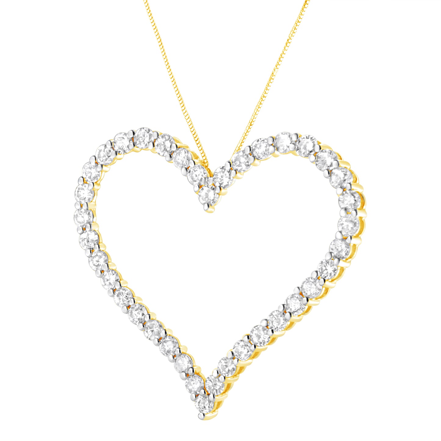 Collier Pendentif Cœur en Diamant Plaqué Or Jaune 10k en Argent Sterling - 18"