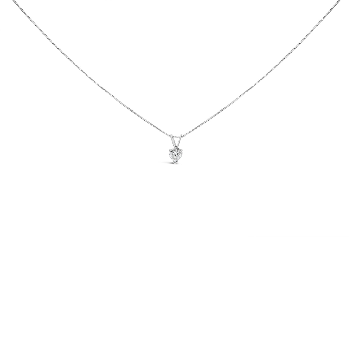 Collar de Péndulo de Diamante en Forma de Corazón de Oro Blanco de 14K