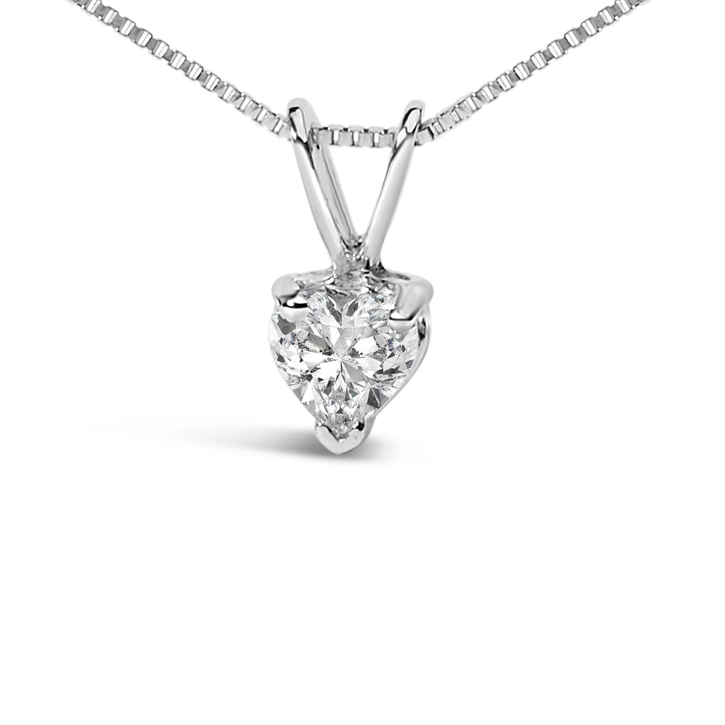 Collar de Pendant de Diamante Creado en Laboratorio en Forma de Corazón de Oro Blanco de 14K