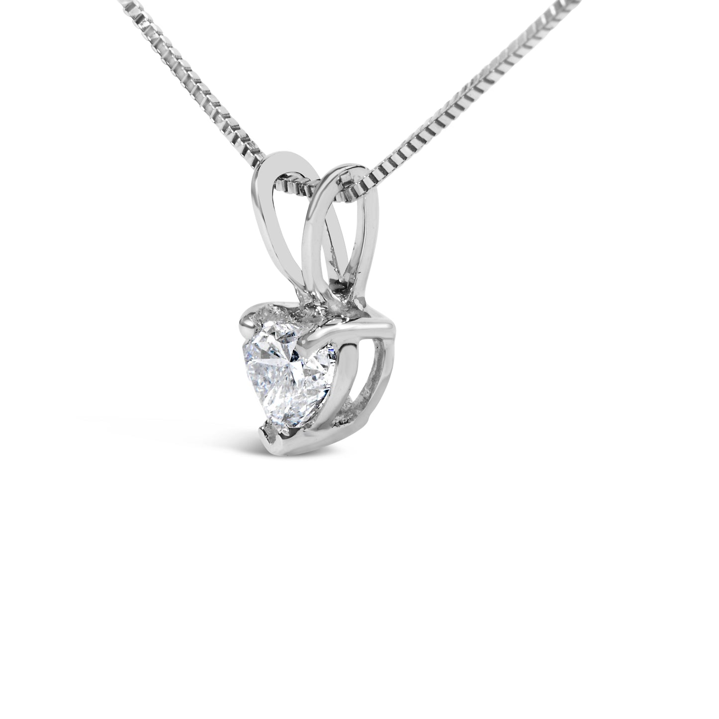 Collar de Pendant de Diamante Creado en Laboratorio en Forma de Corazón de Oro Blanco de 14K