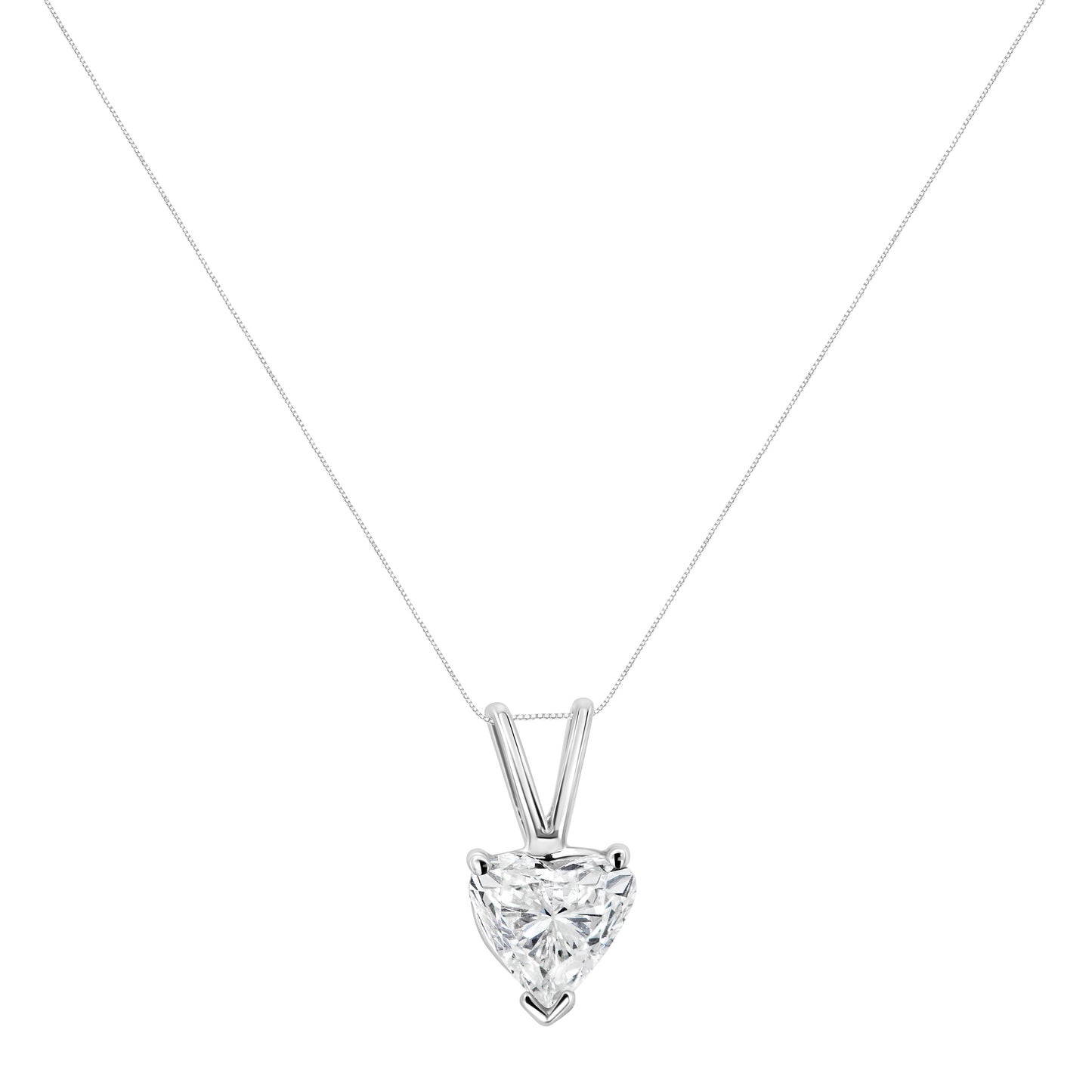 Collar de Péndulo de Diamante en Forma de Corazón de Oro Blanco de 14K