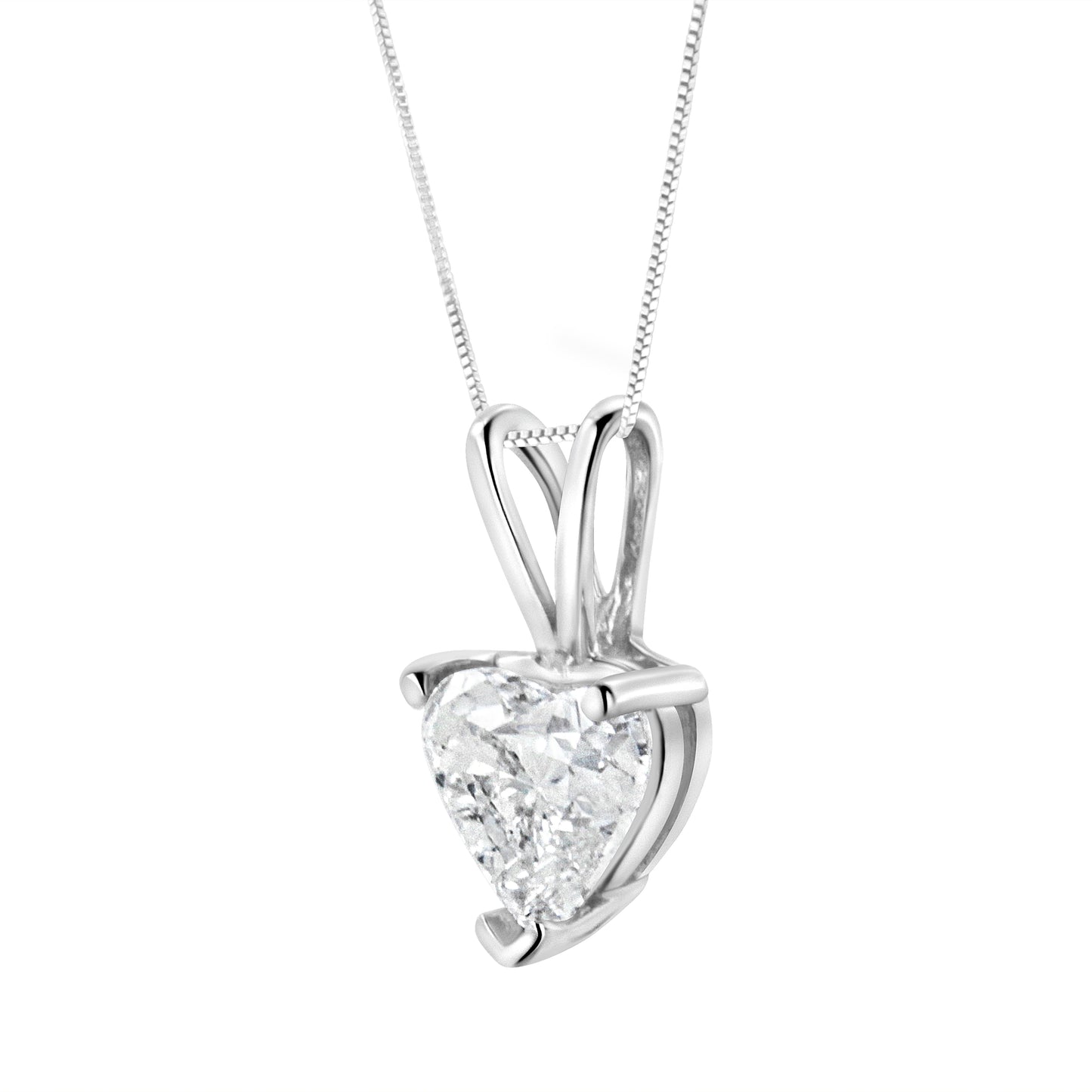 Collar de Péndulo de Diamante en Forma de Corazón de Oro Blanco de 14K