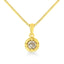 Collier Pendentif Solitaire en Argent Sterling Plaqué Or Jaune 14K avec Diamant