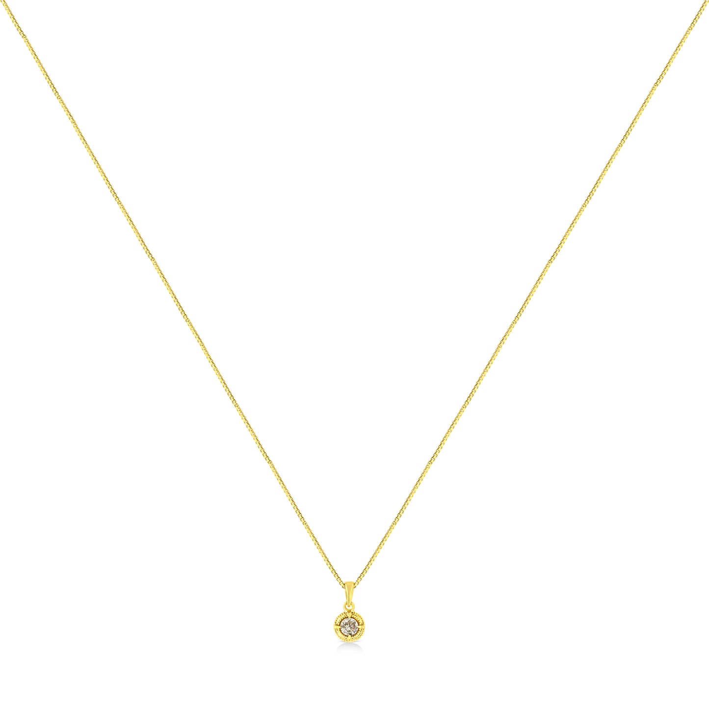 Collier Pendentif Solitaire en Argent Sterling Plaqué Or Jaune 14K avec Diamant