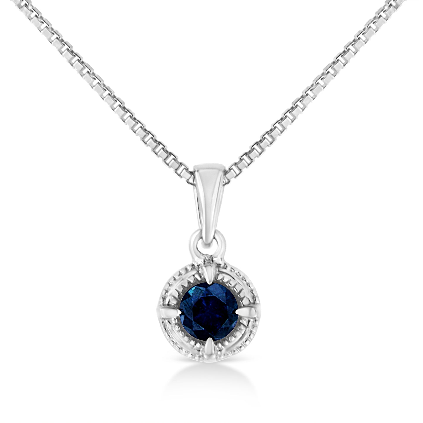 Collar con Colgante de Diamante Azul Tratado de .925 Plata Esterlina 3/4 Cttw
