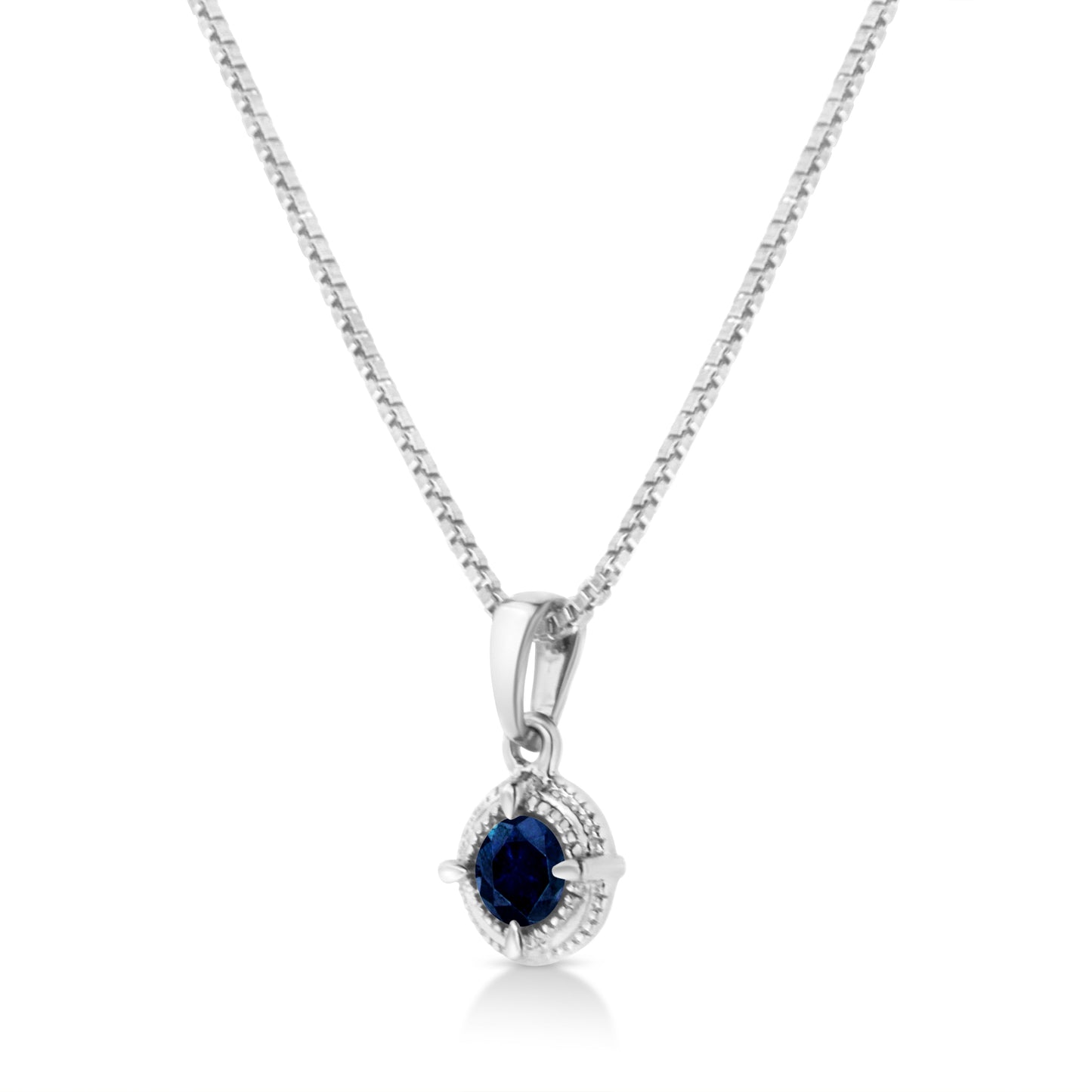 Collar con Colgante de Diamante Azul Tratado de .925 Plata Esterlina 3/4 Cttw