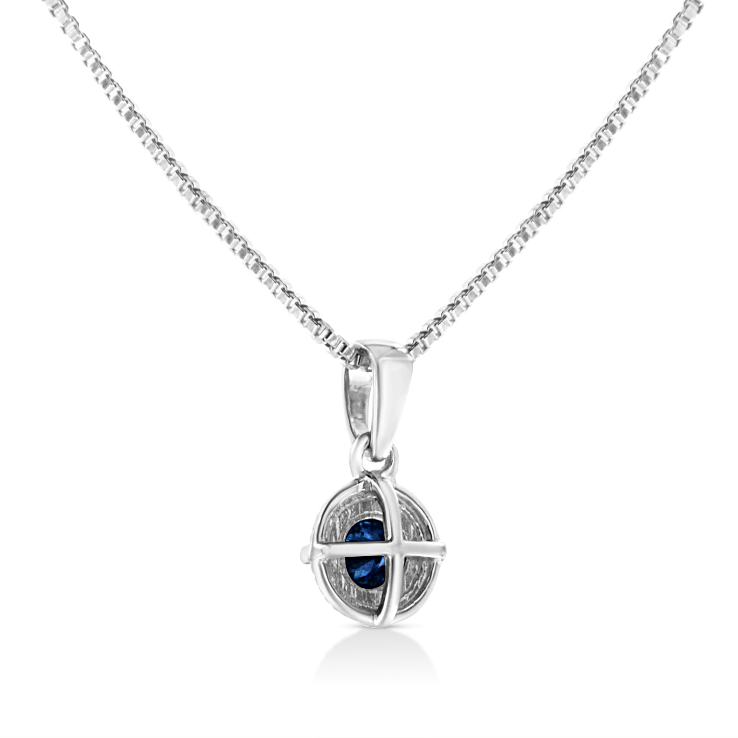 Collar con Colgante de Diamante Azul Tratado de .925 Plata Esterlina 3/4 Cttw
