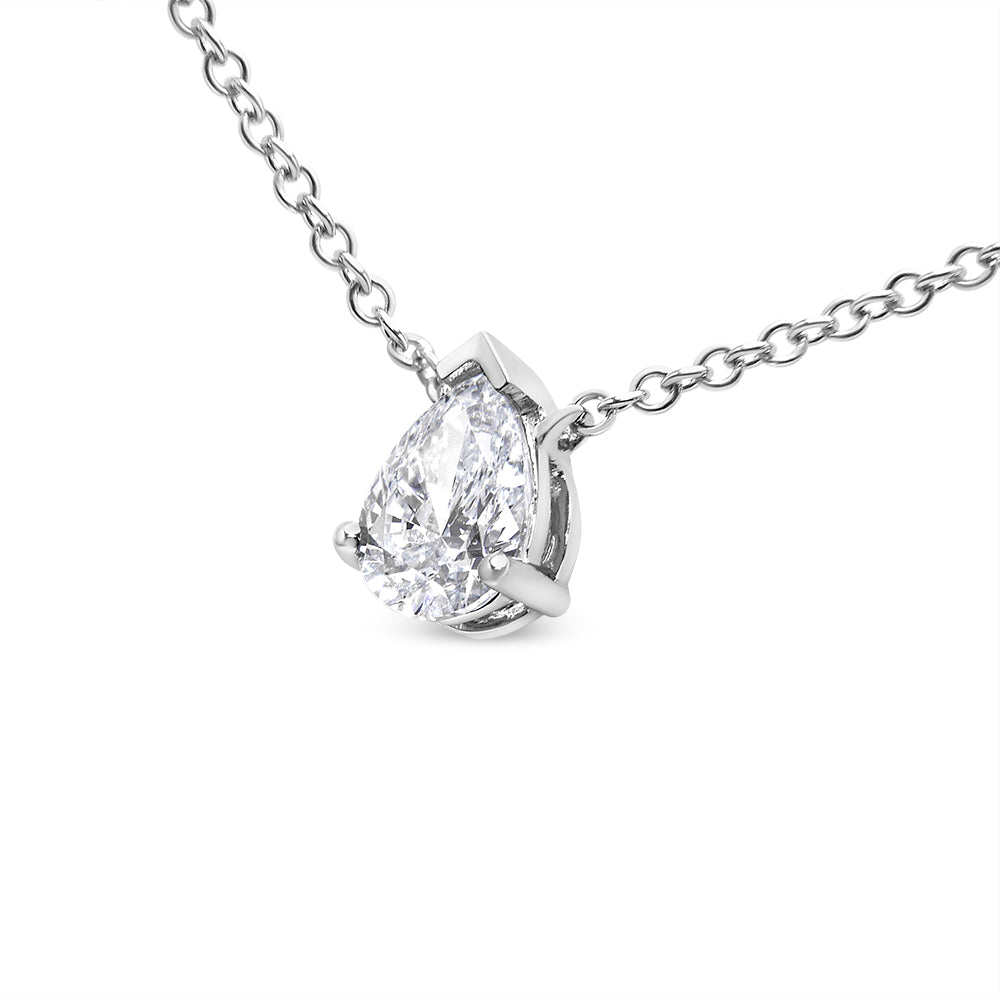 Pendentif en diamant en forme de poire en or blanc 14K cultivé en laboratoire