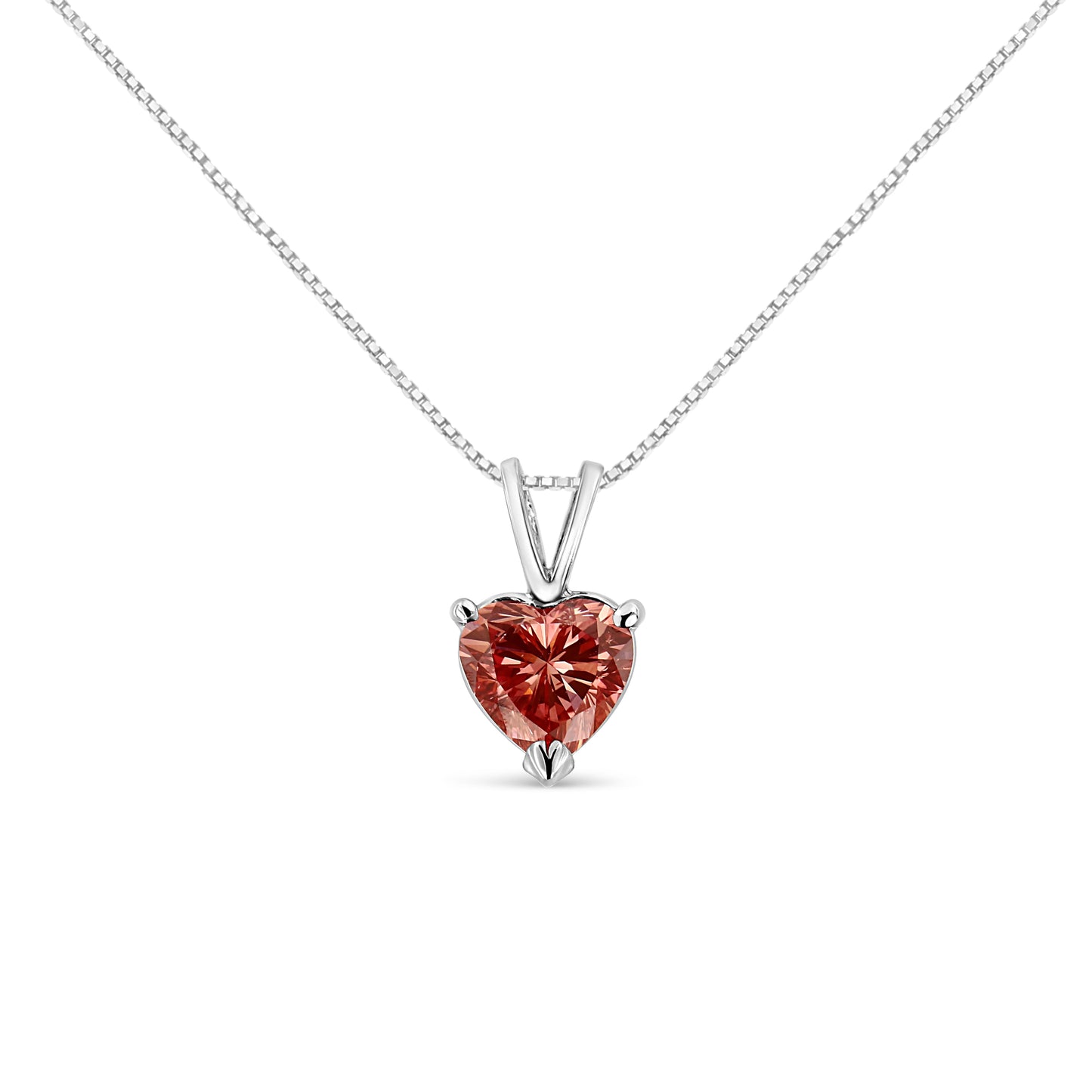 Collar de Diamante en Forma de Corazón Rosa de Oro Blanco de 14K Certificado por IGI