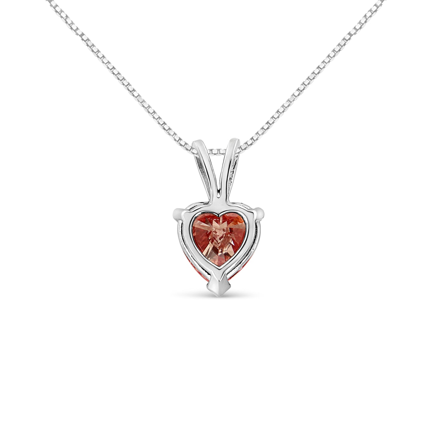 Collar de Diamante en Forma de Corazón Rosa de Oro Blanco de 14K Certificado por IGI