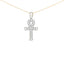 Colgante de Cruz Ankh de Oro Amarillo de 10K con Diamantes - 18"
