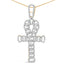 Colgante de Cruz Ankh de Oro Amarillo de 10K con Diamantes - 18"
