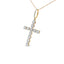 Collar de colgante de cruz con eslabones en círculo de diamante de oro amarillo de 10K para hombres
