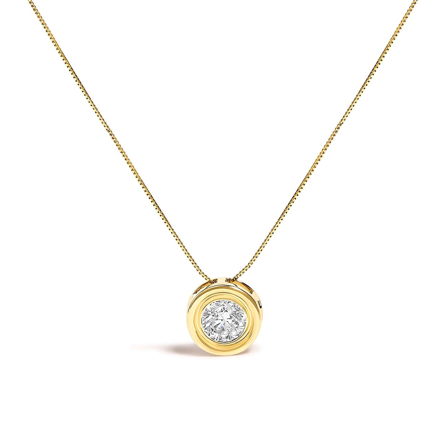 Collier Pendentif Solitaire en Diamant en Or Jaune 14K