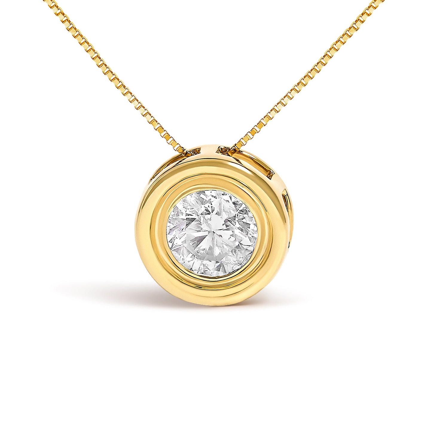 Collier Pendentif Solitaire en Diamant en Or Jaune 14K