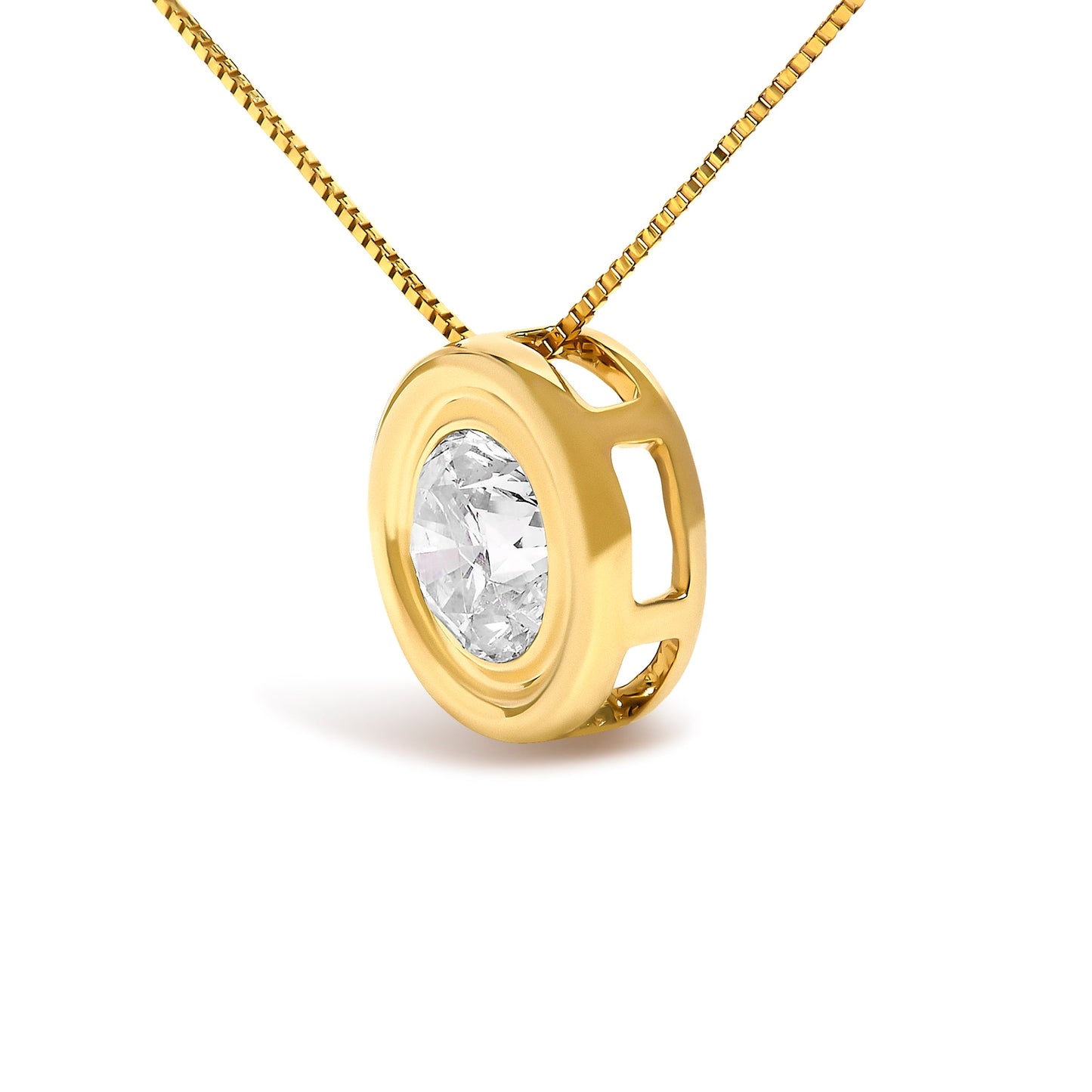 Collier Pendentif Solitaire en Diamant en Or Jaune 14K
