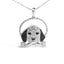 .925 Sterling Silver Beagle Dog and Bone Pendant Necklace