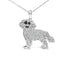 Collar de colgante de labrador retriever de plata esterlina .925 con diamantes